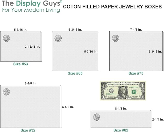 TheDisplayGuys - 25-Pack #21 Cotton Filled Cardboard Paper Jewelry Boxes Gift Case - Matte Black (2.6" x 1.6" x 1.0") - for Shipping or Storage