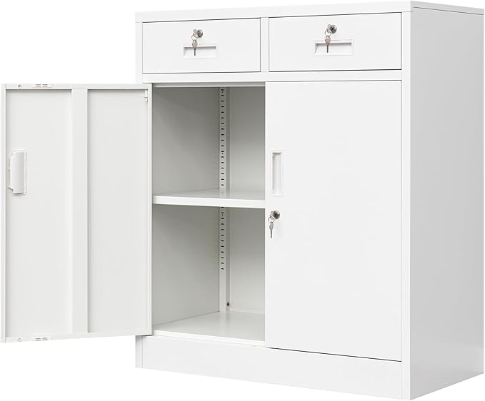 Storage Cabinet, 36 Inch Tall Metal Storage Cabinet with Doors and Shelves, Metal Cabinet with Drawers, Pantry Cabinets for Kitchen Storage, Garage Cabinet for Living, Dining Room.