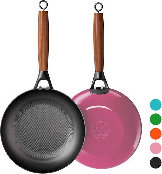 YUTANN Nonstick Frying Pan 12 inch, Ceramic Cast Iron Skillet, Lightweight Pre-seasoned Cast Iron Pan with Detachable Handle, Dishwasher & Oven Safe, Free of PFAS and PFOA