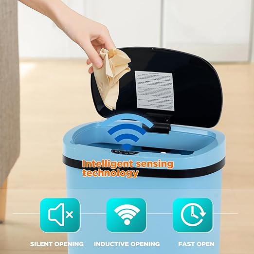 PayLessHere 13 Gallon Trash Can Kitchen Trash Can Automatic Garbage Can with Lid Touch Free High-Capacity Motion Sensor for Home Kitchens Bedroom Bathroom Office Kitchen Waste Bin Wateproof Trash Bin