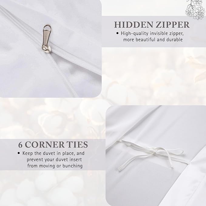 King Duvet Cover 1000 Thread Count 100% Egyptian Cotton Sateen Weave Luxury Silver Grey Quilt Cover 3 PC Bedding Set - Comforter Cover & 2 Pillow Shams with Zipper Closure