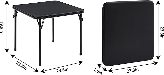 VECELO Kids Folding Activity Card Table, with Ultra Soft Padded Tabletop, 1 Piece, Solid Black
