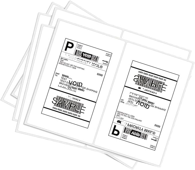 BESTEASY 200 Round Corner Half Sheet Self Adhesive Shipping Labels for Laser and Ink Jet Printers, White Blank (100 Sheets, 200 Labels)