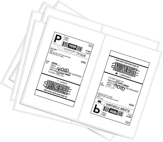 BESTEASY 1000 Round Corner Half Sheet Self Adhesive Shipping Labels for Laser and Ink Jet Printers, White Blank (500 Sheets, 1000 Labels)