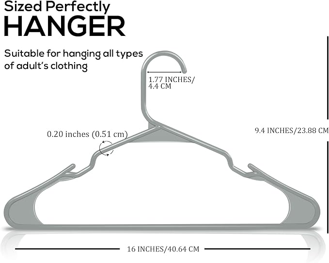 Utopia Home Plastic Hangers 30 Pack - Perfect Space Saving Clothes Hanger - Durable and Strong - Perfect Closet Organizers with Shoulder Grooves (Grey)