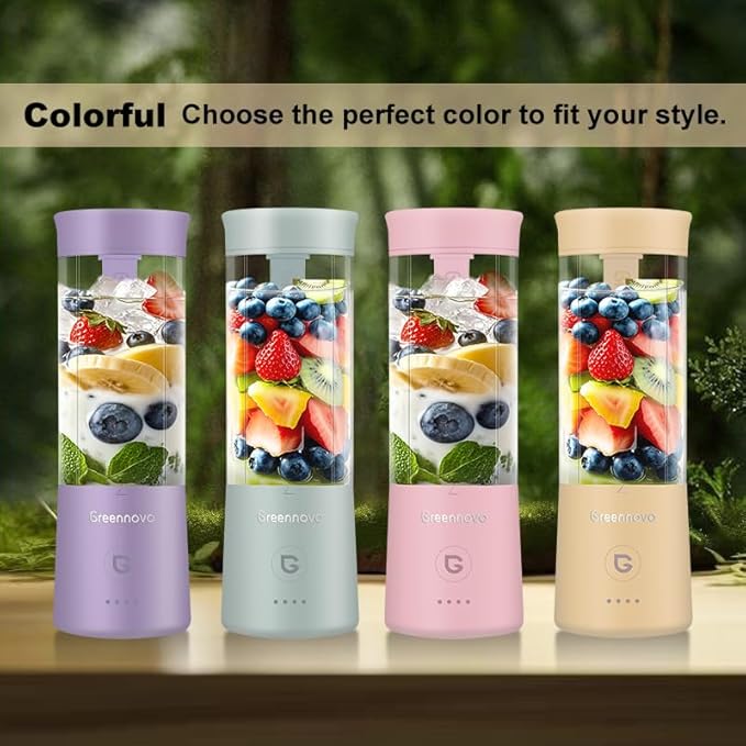 Portable Blender 500ml Personal with 6 Sharp Blades Rechargeable 5000mAh 18000-22000rpm Power for Shakes & Smoothies, BPA Free, for Kitchen, Office, Gym, Hiking (cyan)