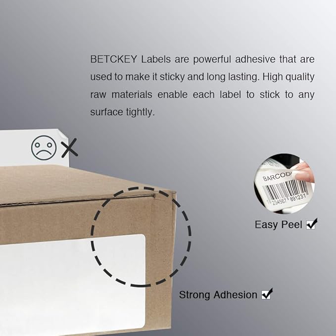 BETCKEY - 4" x 6" (102 mm x 152 mm) Shipping Labels Compatible with Zebra & Rollo Label Printer(not for dymo 4XL), Premium Adhesive & Perforated [10 Rolls, 2500 Labels]