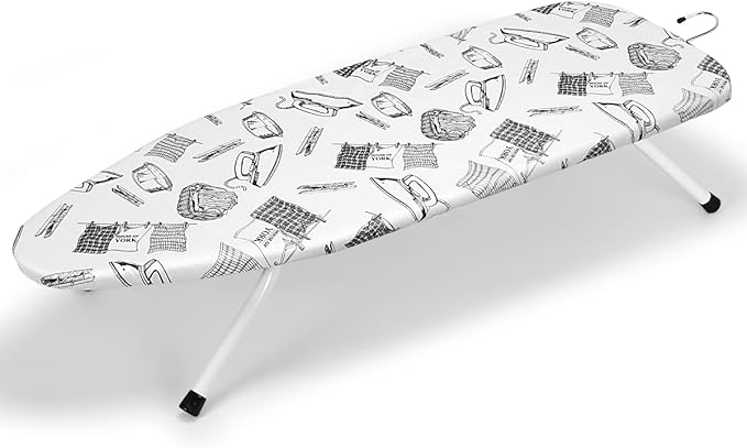 Duwee 13"x36"Table top Ironing Board with Thicken Felt Padding, Heat Resistant Cover,Stainless Steel Hook,Extra Long Ironing Area