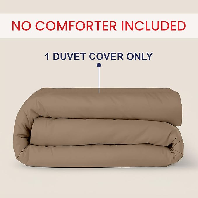 Kotton Culture 1 Pc King Size Duvet Cover Only -100% Egyptian Cotton Sateen 600 Thread Count Ultra Soft Premium Durable Comforter Cover Zipper Closure & Corner Ties (Taupe, King 102"x94")