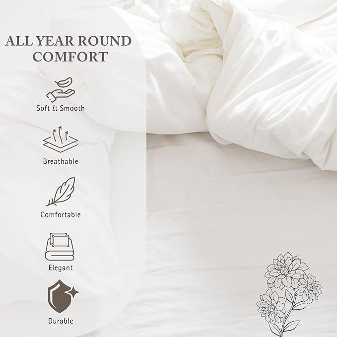 King Duvet Cover 1000 Thread Count 100% Egyptian Cotton Sateen Weave Long Staple White Quilt Cover 3 PC Bedding Set - Comforter Cover & 2 Pillow Shams with Zipper Closure