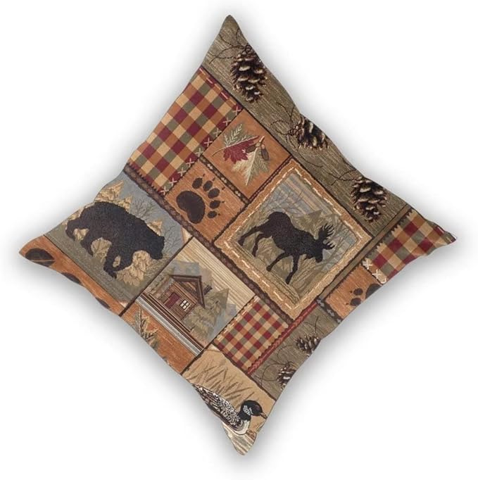 BETGINY Western Pillows Cover 20X20 Inch Pack of 2, Rustic Wildlife Cabin Bear Deer Throw Pillows Cover Linen Square Cushion Animal Pillowscase for Bedroom Home Sofa Decoration