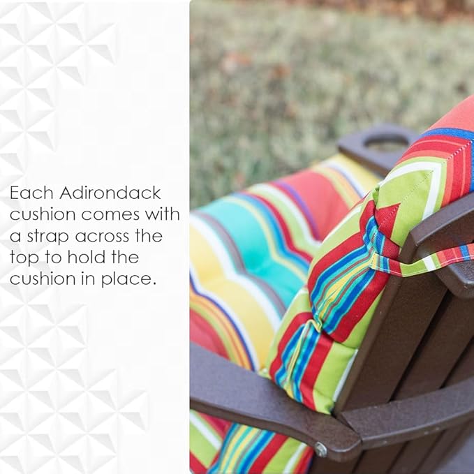 RSH DECOR: Tufted Adirondack Chair Cushion | 42.5” x 21” | All-Weather Spun Fabric | Water and Fade-Resistant | Outdoor Cushion for Patio Furniture | Daelyn Cherry