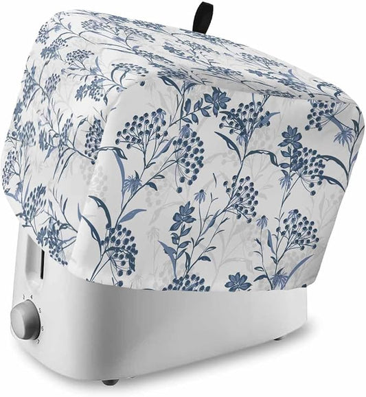 Toaster Cover 4 Slice Blue Leaves Toaster Oven Cover with Pockets Fruit Floral Plant Dustproof Bakeware Protector Small Kitchen Appliance Dust Covers and Fingerprint Protection for Women