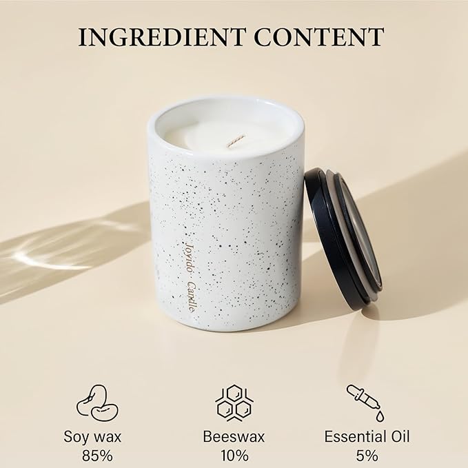 14OZ Oud & Sandalwood Scented Candle - Aromatherapy Candles with Lid - Soy Candles for Home Scented - Luxury Ceramic Jar Candles for Bedroom Kitchen Home Decor, Housewarming Party