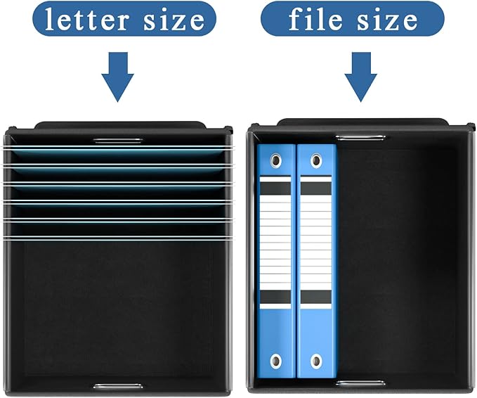 Huolewa File Organizer Box with Lid, Collapsible File Folder Organizer for Office Document Storage, Filing Box with Plastic Slide for Letter/Legal Size Hanging Files (Brown)
