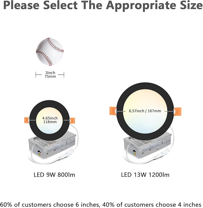 LVWIT 12 Pack 6 Inch LED Recessed Ceiling Light with Junction Box, 13W 5CCT Ultra-Thin Dimmable Can Lights, High Brightness, Canless Wafer Downlight for Kitchen Hallway Dining Room, ETL&FCC