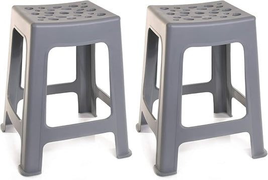 Mintra Home Light Duty Plastic Stools 2pk (18in Height, Grey)