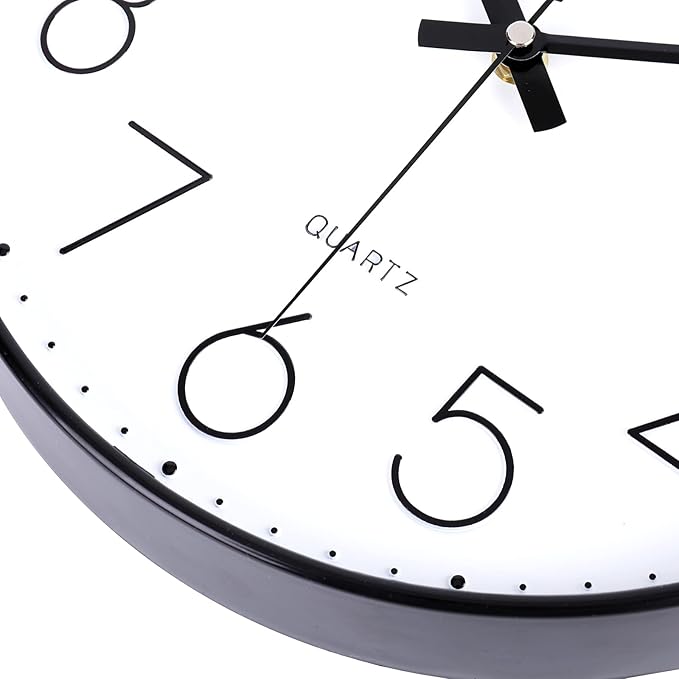 jomparis 12 Inch Modern Wall Clock Silent Non Ticking Battery Operated Quartz Decorative Round Wall Clock for Office Classroom School (Black)