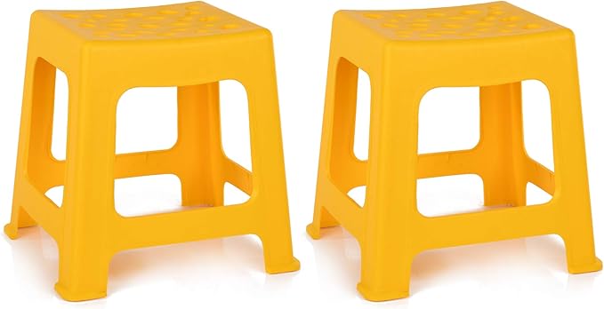 Mintra Home Light Duty Plastic Stools 2pk (12.5in Height, Yellow)