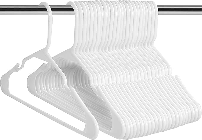 Utopia Home Clothes Hangers 20 Pack - Plastic Hangers Space Saving - Durable Coat Hanger with Shoulder Grooves (White)