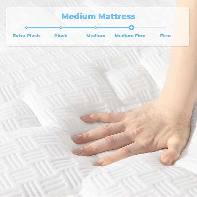 Queen Mattress, 12 Inch Hybrid Mattress in a Box with Gel Memory Foam and Pocket Spring, Medium Firm Feel, Cooler Sleep & Pressure Relief, 60 * 80 * 12, 120 Nights Risk-Free Trial