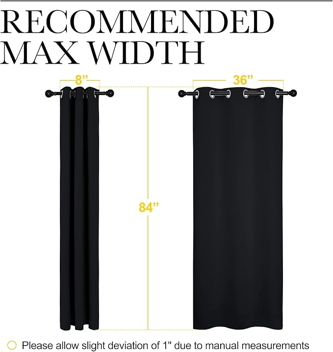 NICETOWN Halloween Thermal Insulated Black Blackout Curtains/Drapes 84 inches Length 2 Panels Set for Living Room, 42 inches Wide, Privacy Sound Reducing Room Darkening Draperies Window Treatment