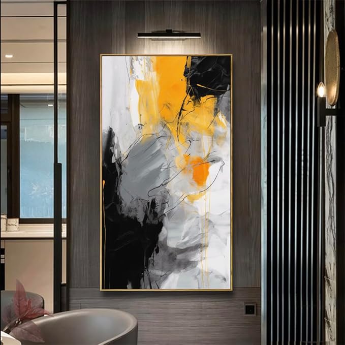 Wall Art Large Modern Abstract Artwork Black Yellow Canvas Painting for Living Room Bedroom Office Home Decor 30"x60" with Framed…