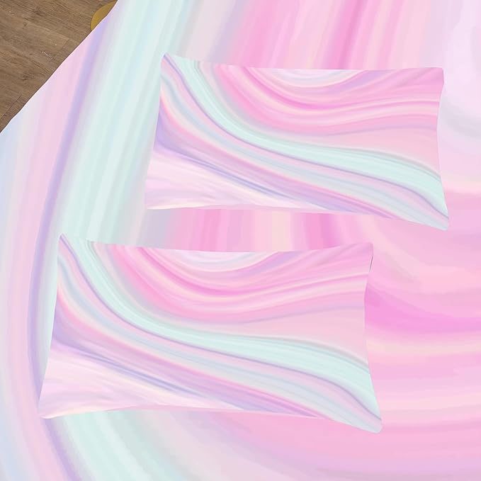 Tailor Shop Kids Comforter Set - Queen Size, Pink Girls Bedding Tie Dye Comforter & Pillowcases