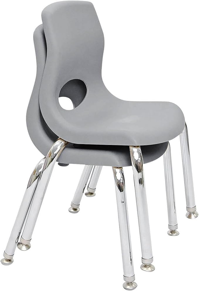 Children’s Factory MyPosture Plus 8" Chair, Gray with Chrome Legs, 2 Pack, Stackable Ergonomic Seating Solution for Classrooms and Homeschools