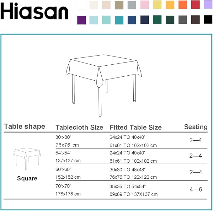 Hiasan Rose Pink Tablecloth for Square Tables - Waterproof and Spillproof Washable Fabric Table Cloth for Dining Room Kitchen Party, 60 x 60 Inch