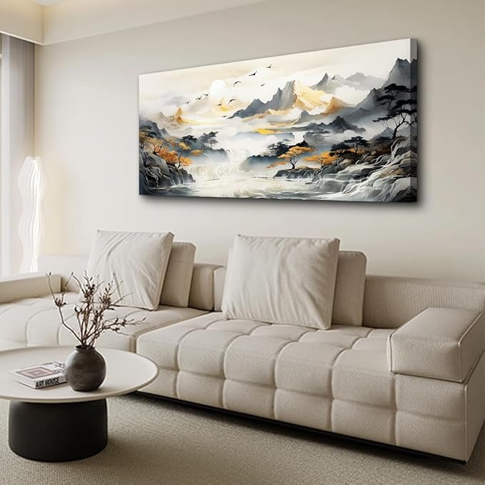 Lapremoly Wall Art For Living Room Large Wall Decor For Office Bedroom Wall Pictures Abstract Mountain Landscape Canvas Prints Painting Artwork Modern Ready To Hang Stretched and Framed Home Poster