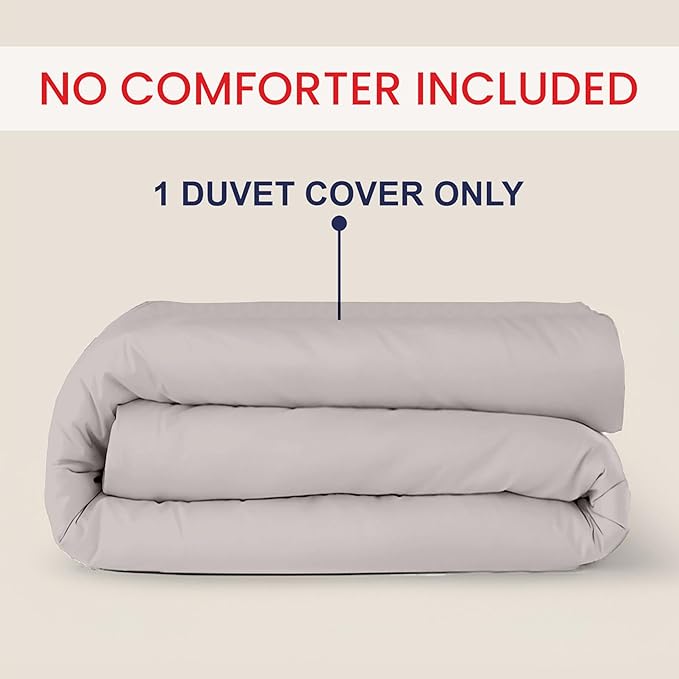 Kotton Culture 1 Pc King Size Duvet Cover Only -100% Egyptian Cotton Sateen 600 Thread Count Ultra Soft Premium Durable Comforter Cover Zipper Closure & Corner Ties (Light Grey, King 102"x94")