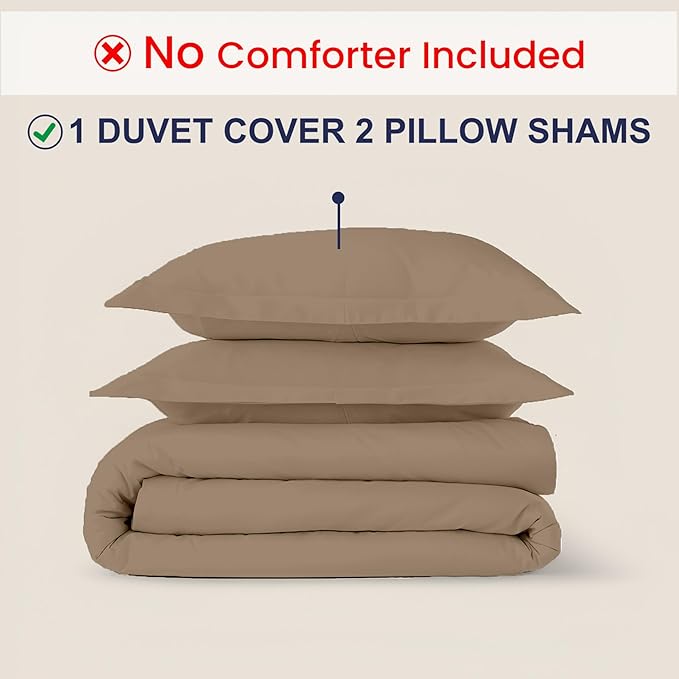 Kotton Culture 120"x120" 3 Pc Super King Plus/Super Oversize King Duvet Cover Set 100% Egyptian Cotton - 600 TC Comforter Cover, Zipper Closure & Corner Ties - Fits Only Extra Large Inserts - Taupe