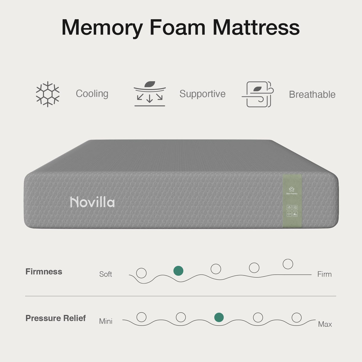 Novilla King Size Mattress, 12 Inch Memory Foam Mattress for Cool Night