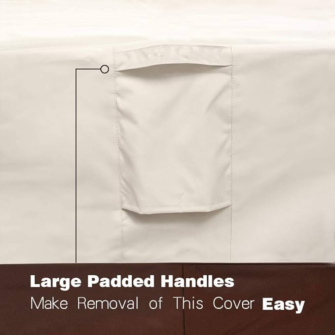 Vailge Waterproof Patio Furniture Set Cover with Padded Handles, Patio/Outdoor Table Cover, Patio/Outdoor Dining Rectangular Table Chairs Cover Small,Beige & Brown