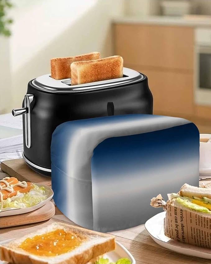 Toaster Cover 2 Slice Blue Grey Ombre Toaster Oven Cover with Pockets Gradient Gradual Color Dustproof Bakeware Protector Small Kitchen Appliance Dust Covers and Fingerprint Protection for Women