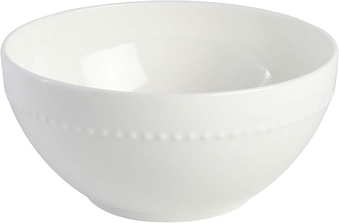 Gibson Elite Embossed Bone China Double Bowl Dinnerware Set, Service for 4 (16pcs), White
