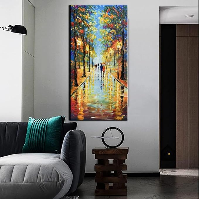 Tyed Art- Large Contemporary Wall Art Landscape Oil Painting On Canvas palette knife Textured Tree Painting hand-painted Acrylic Abstract Landscape wall art modern canvaspainting Living room bedroom hanging bedside ofa background painting 30x60inch