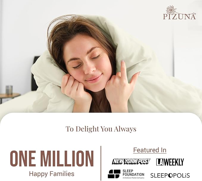 Pizuna 100% Cotton Twin 2 Pc Duvet Cover + 1 Pc Fitted Sheet Set 400 Thread Count Off White Sateen Weave Luxurious Long Staple Cotton 4 Piece Bedding Set -1 Duvet Cover, 1 Pillow Sham, 1 Fitted Sheet