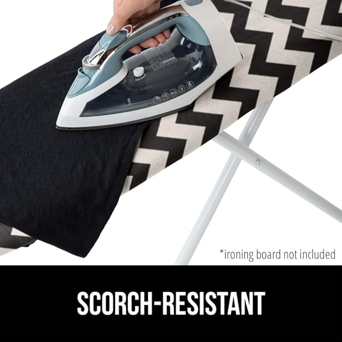 The Original GORILLA GRIP Ironing Board Cover and Pad, Silicone Coating, Thick Scorch Resistant Padding, Heavy Duty Iron Covers Standard Boards, Hook and Loop Fastener Strap, Chevron, 15x54