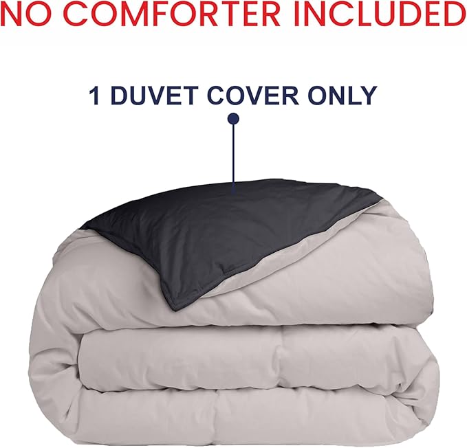 Kotton Culture 1 Pc California King Size Duvet Cover Only -100% Egyptian Cotton Sateen 600 Thread Count Ultra Soft Premium Durable Comforter Cover Zipper Closure & Corner Ties (Blended Grey,104"x98")