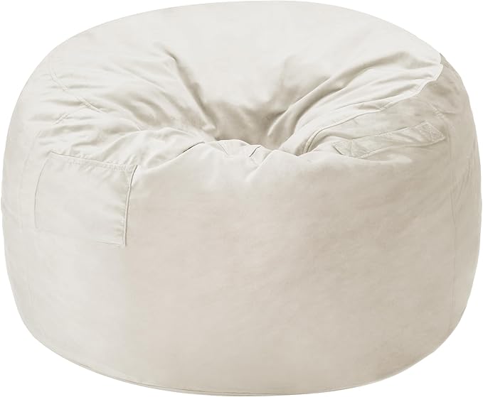 Homguava 3FT Bean Bag Chair: 3' Bean Bags with Memory Foam Filled, Large Beanbag Chairs Soft Sofa with Dutch Velet Cover-Beige