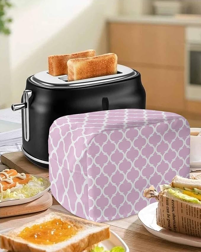 Toaster Cover 4 Slice Geometric Pattern Trellis Toaster Oven Cover with Pockets Morocco Style Pink Dustproof Bakeware Protector Small Kitchen Appliance Dust Covers and Fingerprint Protection for Women