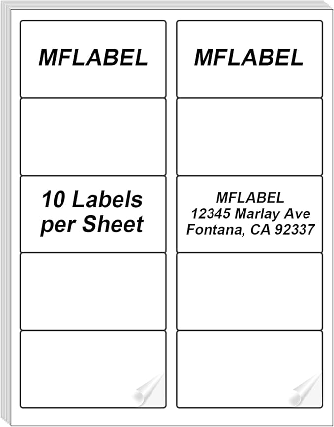 MFLABEL 2x4 Shipping Address Labels, 10-UP, 30000 Count, 3000 Sheets for Printer, Internet Mailing, FBA Stickers, 2" x 4" for Laser/Inkjet Printer