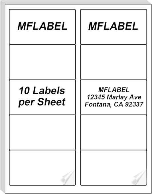 MFLABEL 2x4 Shipping Address Labels, 10-UP, 30000 Count, 3000 Sheets for Printer, Internet Mailing, FBA Stickers, 2" x 4" for Laser/Inkjet Printer