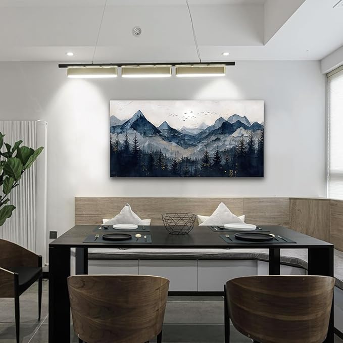 Wapluam Wall Art for Living Room Home Decorations Black And White Wall Painting Canvas Wall Decor For Bedroom Modern Office Decor Abstract Mountains Landscape Artwork Wall Pictures Ready To Hang