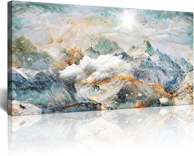 Lapremoly Large Canvas Wall Art For Living Room Wall Decor For Bedroom Office Wall Decoration Mountain Landscape Wall Painting Abstract Pictures Artwork Stretched and Framed Home Wall Art 30"X60"