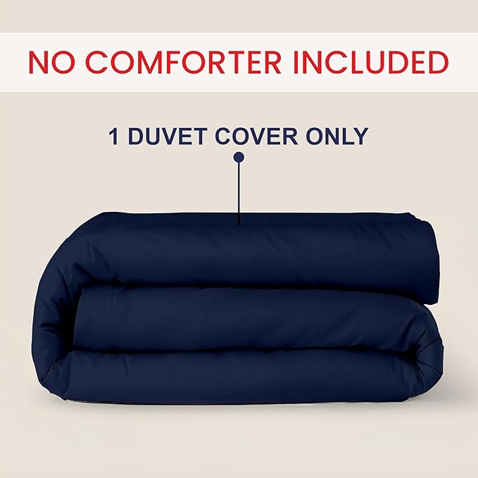 Kotton Culture 1 Pc Queen Size Duvet Cover Only -100% Egyptian Cotton Sateen 600 Thread Count Ultra Soft Premium Durable Comforter Cover Zipper Closure & Corner Ties (Navy Blue, Queen/Full 90" X 90")