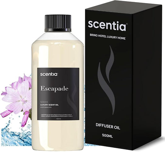 Hotel Diffuser Oil Inspired by The Ritz Carlton Hotel Scent - 500 ml 16.9 fl oz - Fragrance Oil Blend Botanical Jasmine & Marine Notes for Aromatherapy Diffusers - Escapade, Mothers Day Gift