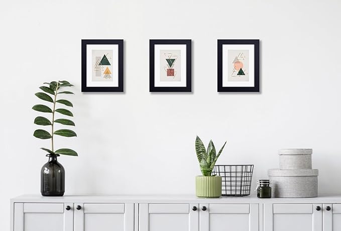 RPJC 6x8 inch Picture Frame Made of Solid Wood and High Definition Glass Display Pictures 4x6 with Mat or 6x8 Without Mat for Wall Mounting Photo Frame Black